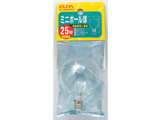 朝日電器 ミニボール球 25W E12クリア G-86H(C)