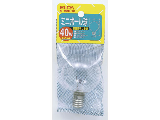 朝日電器 ミニボール球 40W E17クリア G-83H(C)