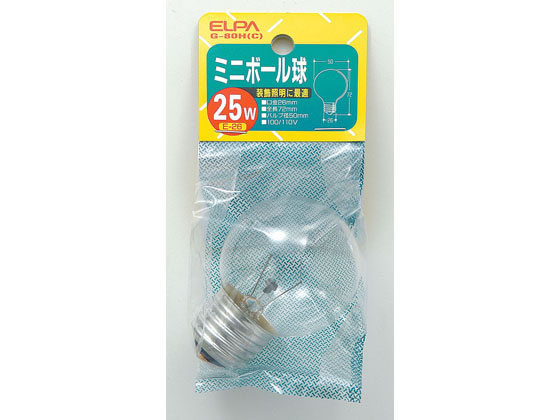 朝日電器 ミニボール球 25W E26クリア G-80H(C)
