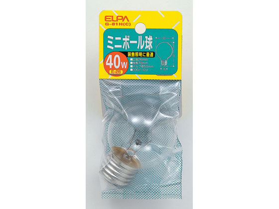 朝日電器 ミニボール球 40W E26クリア G-81H(C)
