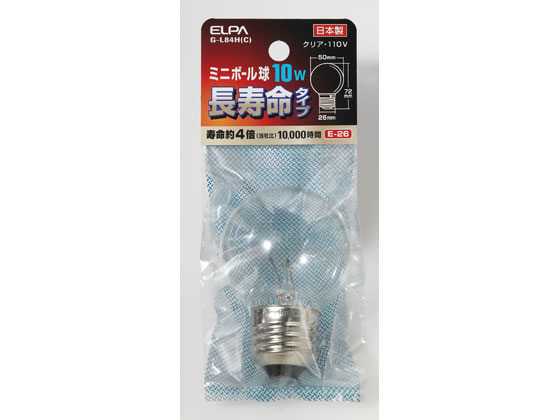 朝日電器 ミニボール球長寿命 10W E26クリア G-L84H(C)