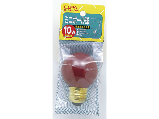 朝日電器 カラーミニボール球 10W E26レッド G-84H(R)