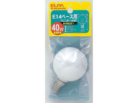 朝日電器 海外照明ミニボール電球 40W E14ホワイト G-802H(W)