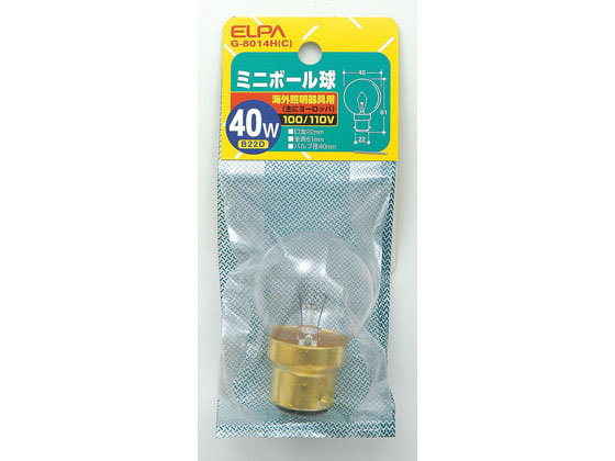 朝日電器 ミニボール球 40W B22Dクリア G-8014H(C)