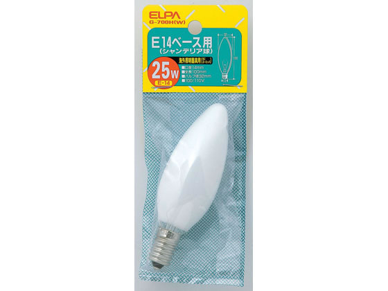 朝日電器 シャンデリア球 25W E14ホワイト G-700H(W)