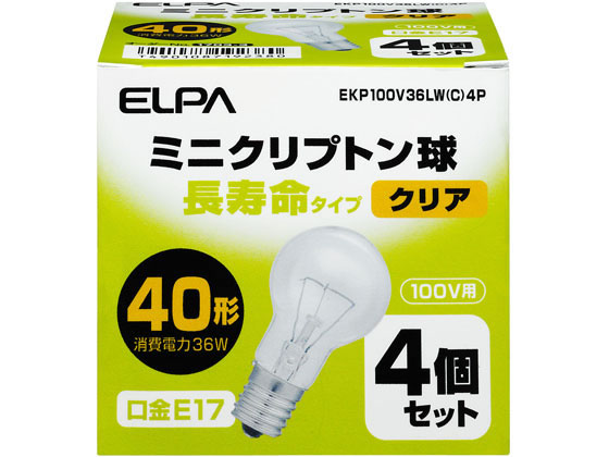 朝日電器 ミニクリプトン電球 40Wクリア4個 EKP100V36LW(C)4P