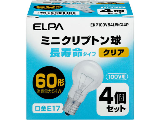 朝日電器 ミニクリプトン電球 60Wクリア4個 EKP100V54LW(C)4P