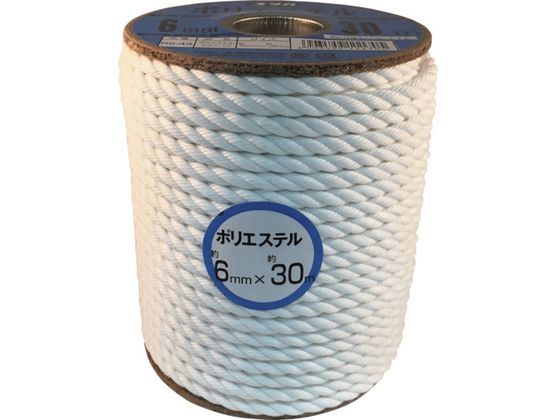 ユタカメイク ロープ ポリエステルロープボビン巻 6mm×30m RS-44