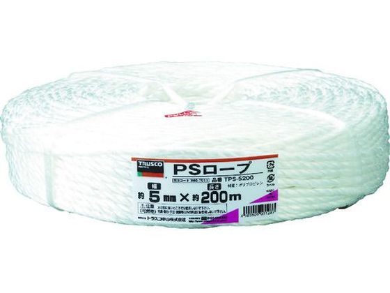 TRUSCO PSロープ 幅5mm×長さ200m 白 TPS-5200 TRUSCO PSロープ 幅5mm×長さ200m 白 TPS-5200