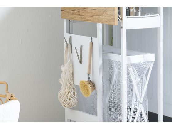 アイリスオーヤマ 天板バスケット付ランドリーワゴンスリム ホワイト