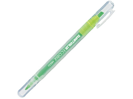 スマートバリュー 蛍光マーカーツインタイプ 緑 10本 H023J-GN-10