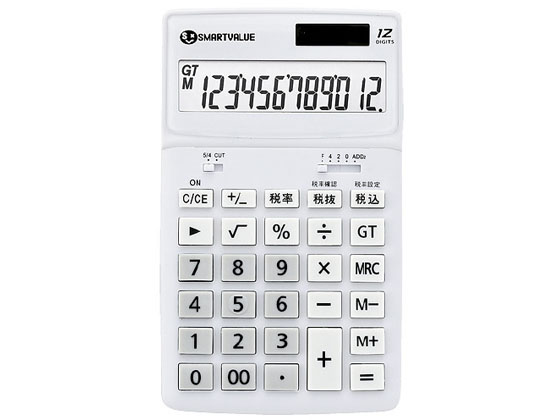 スマートバリュー 小型電卓 ホワイト K072J