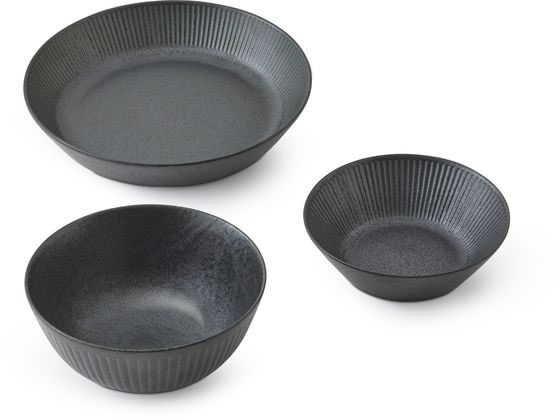 アイリスオーヤマ 食器3点セット ブラック MNW-3S