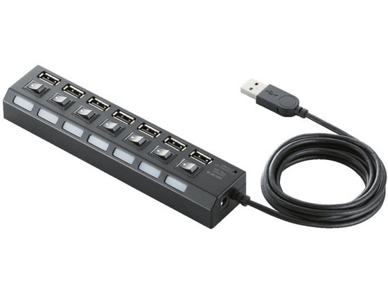 エレコム USB2.0ハブ スイッチ付 セルフパワー 7ポート U2H-TZS720SBK エレコム USB2.0ハブ スイッチ付 セルフパワー 7ポート U2H-TZS720SBK