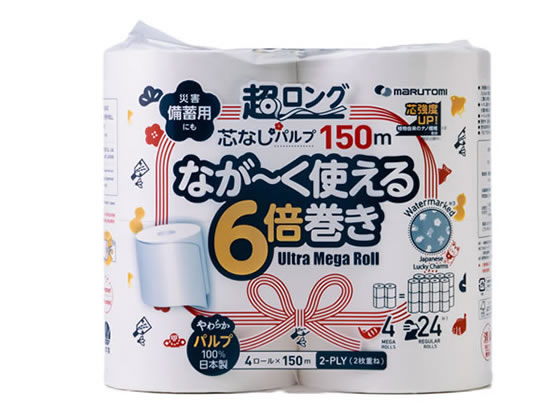 丸富製紙 超ロングパルプ 6倍巻き ダブル 4ロール 丸富製紙 超ロングパルプ 6倍巻き ダブル 4ロール