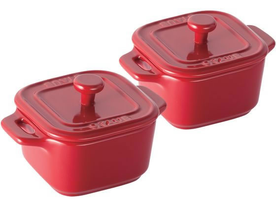 Zwilling ストウブ セラミック エクストラミニ スクエアココット 2個入 チェリー Zwilling ストウブ セラミック エクストラミニ スクエアココット 2個入 チェリー