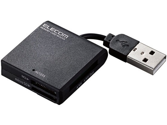 エレコム ケーブル固定メモリカードリーダー SD+MS対応 MR-K009BK エレコム ケーブル固定メモリカードリーダー SD+MS対応 MR-K009BK