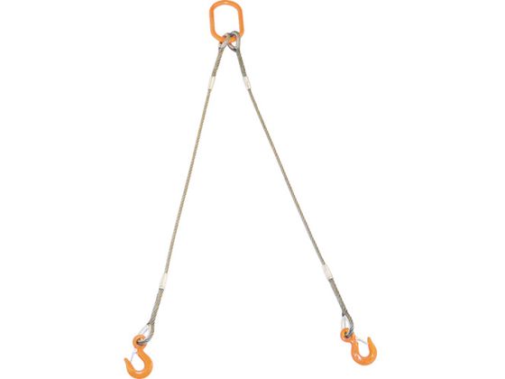 TRUSCO 2本吊りWスリング フック付き 6mm×3m GRE-2P-6S3