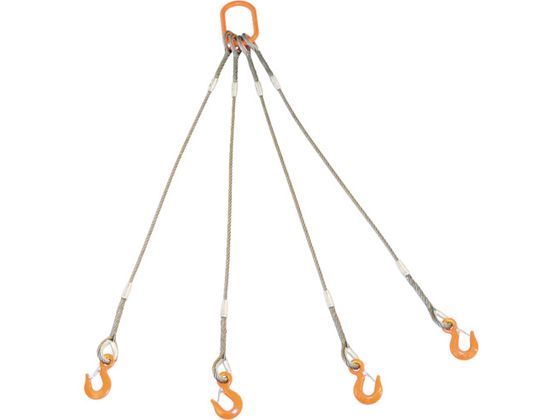TRUSCO 4本吊りWスリング フック付き 6mm×1.5m