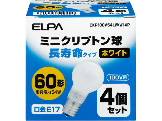 朝日電器 ミニクリプトン球長寿命 60W 4個 EKP100V54LW(W)4P