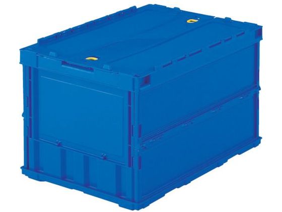 TRUSCO 薄型折畳コンテナ 50Lロックフタ付 ダークブルー