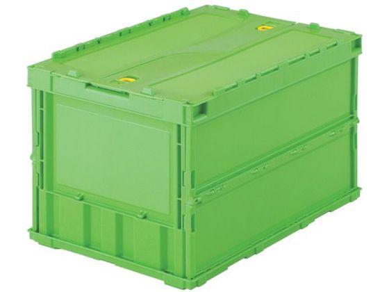 TRUSCO 薄型折りたたみコンテナ 50Lロックフタ付 緑 TR-C50B