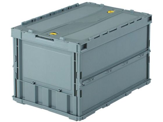 TRUSCO 薄型折りたたみコンテナ 50Lロックフタ付 グレー TR-C50B