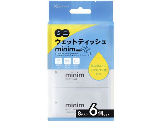 アイリスオーヤマ ミニウェットティッシュ minim 8枚入×6個 PWT-6PN アイリスオーヤマ ミニウェットティッシュ minim 8枚入×6個 PWT-6PN