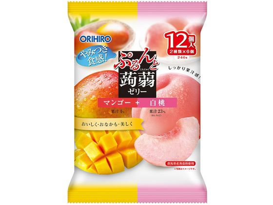 オリヒロ ぷるんと蒟蒻ゼリーパウチ マンゴー+白桃 12個 オリヒロ ぷるんと蒟蒻ゼリーパウチ マンゴー+白桃 12個