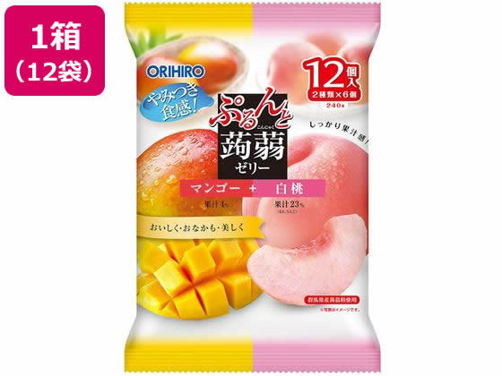 オリヒロ ぷるんと蒟蒻ゼリーパウチ マンゴー+白桃 12個×12袋 オリヒロ ぷるんと蒟蒻ゼリーパウチ マンゴー+白桃 12個×12袋