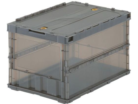 TRUSCO 薄型折畳コンテナスケルコン 50Lロックフタ付 ブラウン