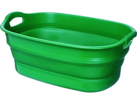 TRUSCO 折りたたみタライ 水抜栓付 グリーン 23L TORT-GN