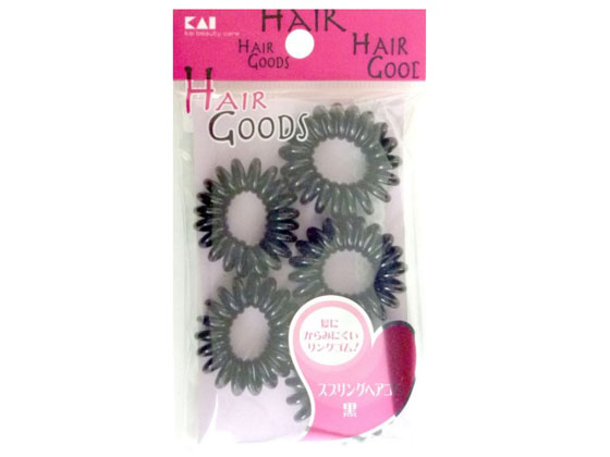 貝印 HA3050H G スプリングヘアゴム 黒 5P