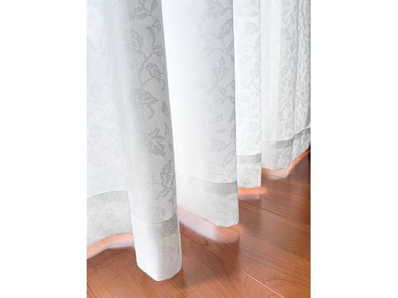 ファミリー・ライフ 省エネレースカーテン 100×228cm 2枚 リーフ ファミリー・ライフ 省エネレースカーテン 100×228cm 2枚 リーフ