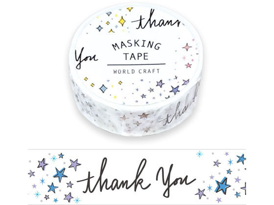 ワールドクラフト マスキングテープ thank you 15mm×7m 4個