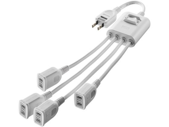 サンワサプライ 一括集中スイッチ付き電源延長コード TAP-EX4SWW サンワサプライ 一括集中スイッチ付き電源延長コード TAP-EX4SWW