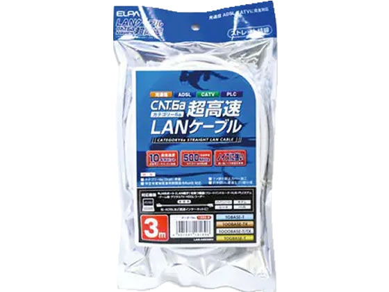 朝日電器 LANケーブル CAT6a 3M LAN-A603(W)