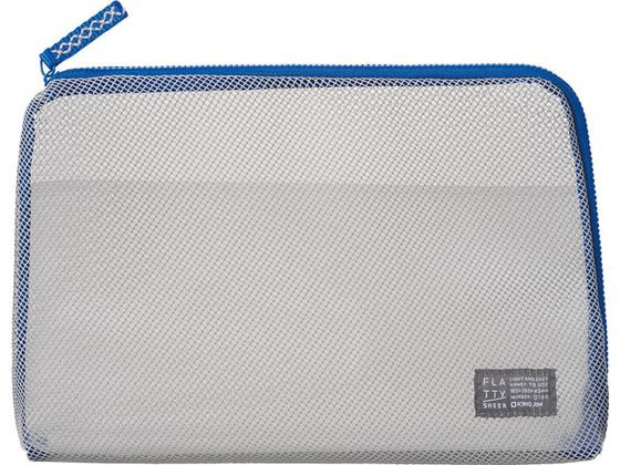 キングジム FLATTY SHEER メッシュポーチ グレー Lサイズ 5166-GY