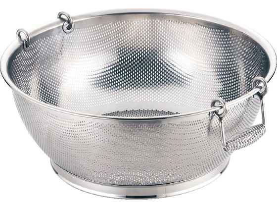 三宝産業 UK18-8 パンチング浅型ざる 手付自在 40cm