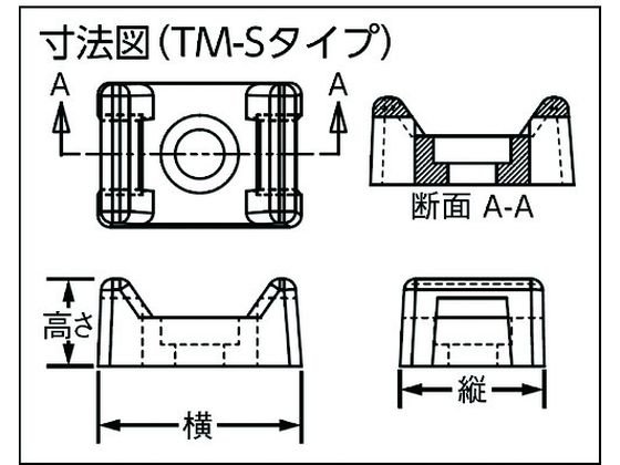 パンドウイット タイマウント 耐候性黒 (1000個入) TM2S6-M0 4038665が