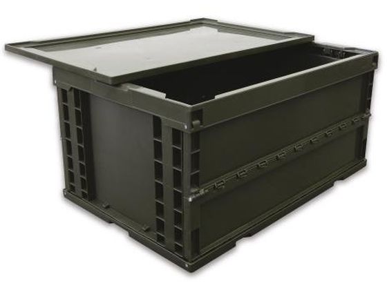 エスコ 折畳コンテナ OD色 蓋付 649×439×327mm 74.0L 5個