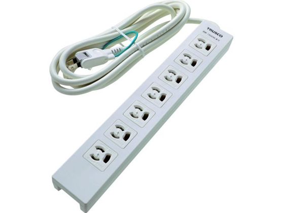 TRUSCO 電源タップ 3P抜け止め7個口 3M アース／マグネット付
