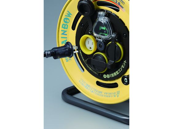 ハタヤ　レインボーリールブレーカー付　３０ｍ　アース付　品番：BE-30K ハタヤ 屋外用防雨型コードリール30m(ブレーカー付) レインボー