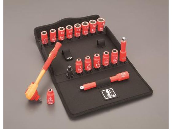エスコ 絶縁ソケットレンチセット 3/8"DR EA560WP-100 エスコ 絶縁ソケットレンチセット 3/8"DR EA560WP-100