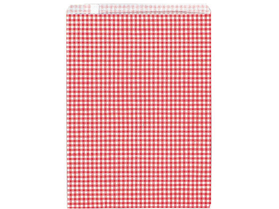 タカ印 ギフトバッグ 平袋 ギンガムあか 250×330mm 200枚