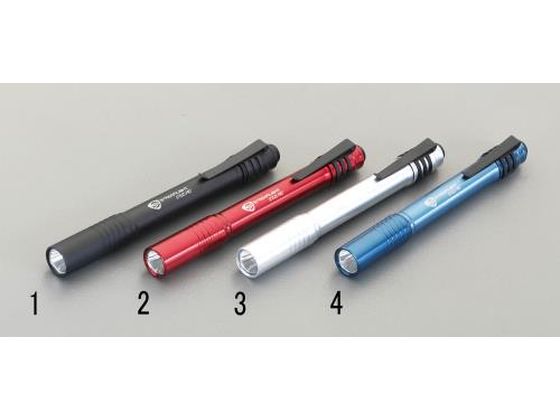 エスコ フラッシュライト LED ペン型 銀 単4×2本 EA758SG-3