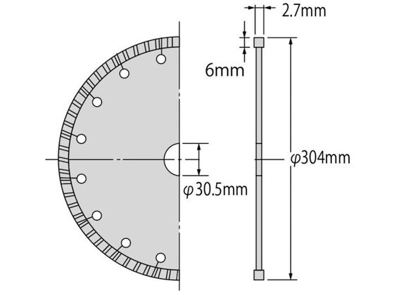 エビ ダイヤモンドカッター ウェーブレーザー(乾式) 304mm穴径30.5mm