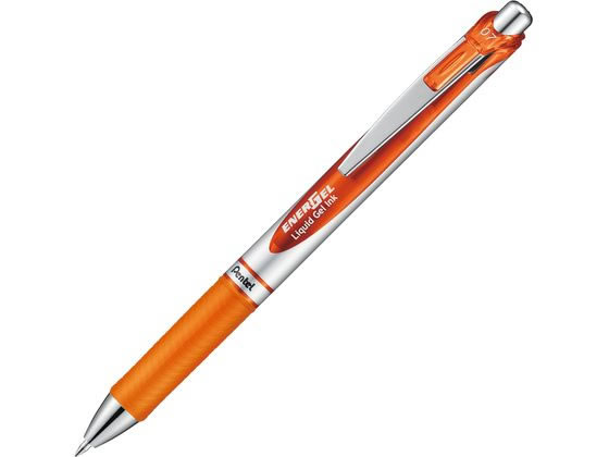 ぺんてる エナージェル ノック式 シルバー軸 0.7mm オレンジ ぺんてる エナージェル ノック式 シルバー軸 0.7mm オレンジ