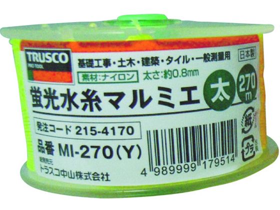 TRUSCO 蛍光水糸マルミエ 太 270m MI-270-Y