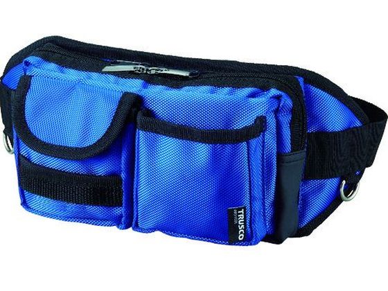 TRUSCO ウエストポーチ 2ポケット ブルー TC-WDP-BL